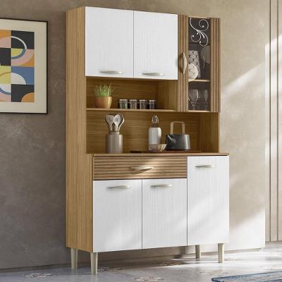 Armário De Cozinha Compacta Mdf 6 Portas Paris Plus - Freijó-supremo-com Ripado