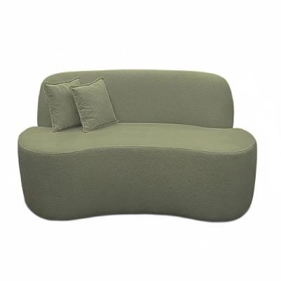 Sofá Ondulado Orgânico Pequeno 2 Lugares Sala Bouclé Bouclé Verde