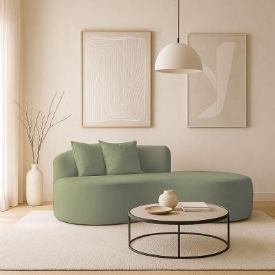 Sofá Design Robusto Elegante Curvo Bouclé Verde