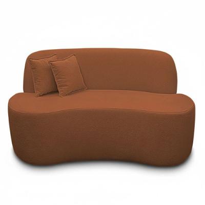 Sofá Ondulado Orgânico Pequeno 2 Lugares Sala Bouclé Bouclé Terracota