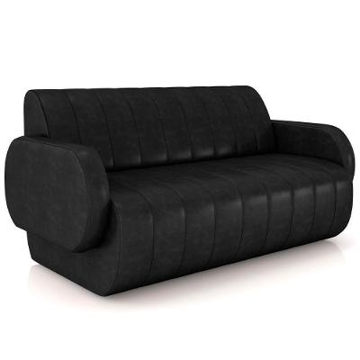 Sofá 2 Lugares Sala Living Orgânico 168cm Fávara K01 Couríssimo Preto - Lyam Decor