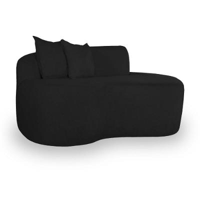 Sofá Curvado Feijão Moderno Sala 2 Lugares Bouclé Preto