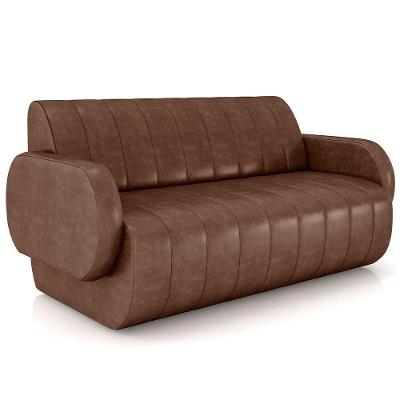 Sofá 3 Lugares Sala Living Orgânico 188cm Fávara K01 Couríssimo Marrom - Lyam Decor
