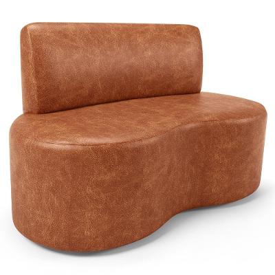 Sofá 2 Lugares Orgânico Para Sala De Estar Living Larissa L02 Couríssimo Camel - Lyam Decor