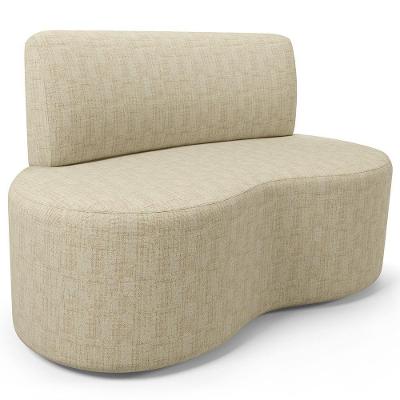 Sofá 2 Lugares Orgânico Para Sala De Estar Living Larissa L02 Linho Bege - Lyam Decor