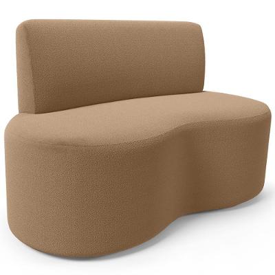 Sofá 2 Lugares Orgânico Para Sala De Estar Living Larissa L02 Bouclê Mostarda - Lyam Decor