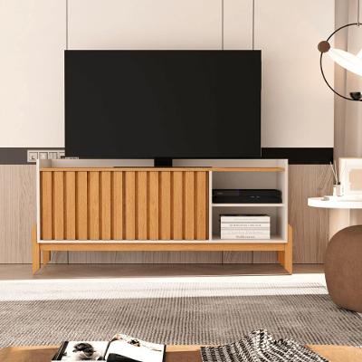 Rack 2 Portas Ripado Para Sala De Estar Off White Nature Off White Nature