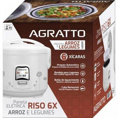 Panela Elétrica de Arroz Agratto Pa6x Riso 6 Xícaras 400W com Bandeja 220V