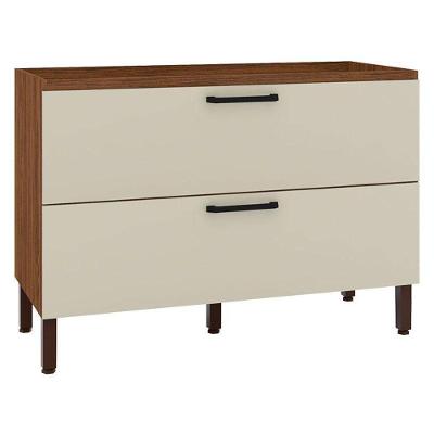 Balcão De Pia Ametista 1 Porta Basculante 1 Gaveta 120 Cm Nogueira Off White - Kits Paraná