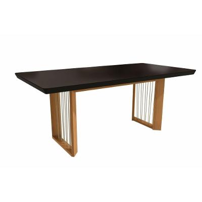 Mesa De Jantar Em Madeira Maciça Eva Kappesberg Preto Fosco 200cm