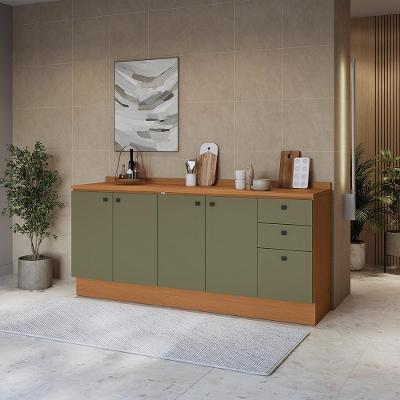 Balcões De Cozinha 200cm Canela/verde Frevo Pixel Kappesberg