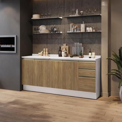 Balcões De Cozinha 100% Mdf 200cm Branco/nogueira Celeste Kappesberg