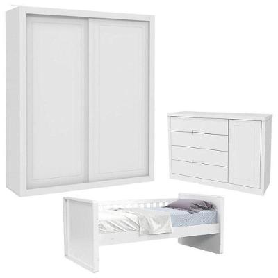 Quarto Infantil Com Cama Tutto New 2 Portas Branco Acetinado - Matic