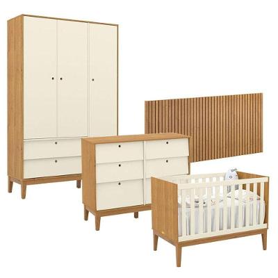Quarto de Bebê Unique 3 Portas Cômoda 6 Gavetas MDF Off White Matic Móveis