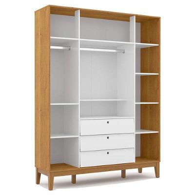 Quarto de Bebê Unique 4 Portas 3 Gavetas MDF 154cm Branco Soft Freijó Eco Wood Matic