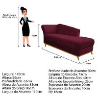 Recamier Vanessa 140cm Lado Esquerdo Suede Bordô Doce Sonho