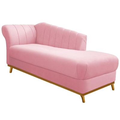 Recamier Vanessa 140cm Lado Direito Suede Rosa Bebê