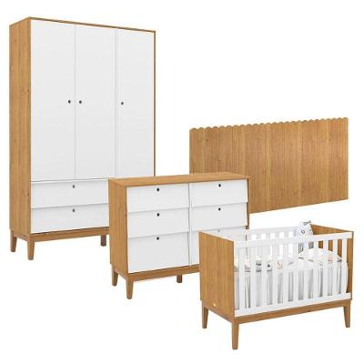 Quarto de Bebê Unique 3 Portas 6 Gavetas MDF 136 cm Branco Matic Móveis