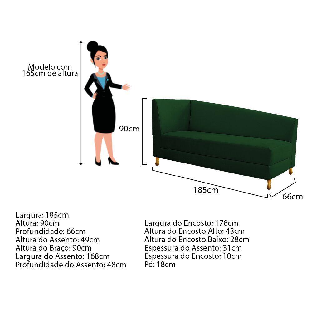 Recamier Valéria 185cm Lado Esquerdo Suede Verde - 2