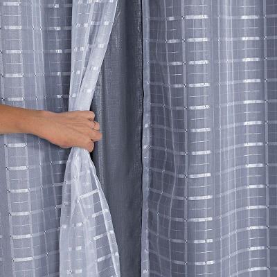 Cortina Blackout Pvc Cinza Voil Xadrez 2,80m X 1,60m Forro 100% Pvc/voil 100% Poliéster - Branco