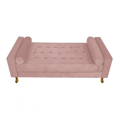 Recamier Baú Félix Solteiro 90cm Suede Rosê - Doce Sonho Móveis Cor Suede Rosé