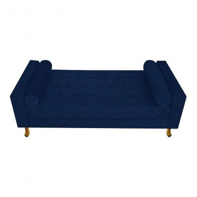 Recamier Baú Félix Solteiro 90cm Suede Rosê - Doce Sonho Móveis Cor Suede Azul Marinho