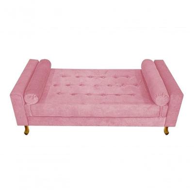 Recamier Baú Félix Solteiro 90cm Suede Rosê - Doce Sonho Móveis Cor Suede Rosa Bebê