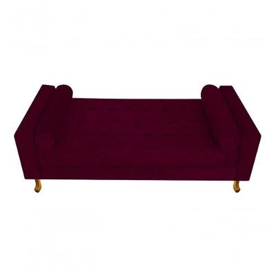 Recamier Baú Félix Solteiro 90cm Suede Rosê - Doce Sonho Móveis Cor Suede Bordô