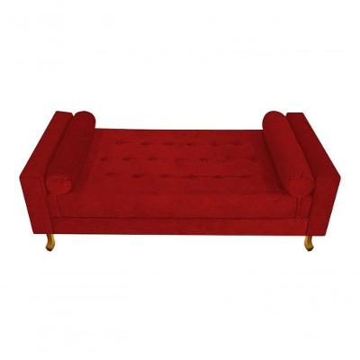 Recamier Baú Félix Solteiro 90cm Suede Rosê - Doce Sonho Móveis Cor Suede Vermelho