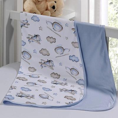 Cueiro Duplo Tecebem Baby Kim Malha 100% Algodão Estampado Kinder 80cm X 90cm Azul