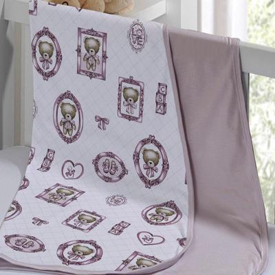 Cueiro Duplo Tecebem Baby Cristina Malha 100% Algodão Estampado Kinder 80cm X 90cm Rose
