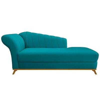 Recamier Vanessa 185cm Lado Direito Suede Azul Turquesa