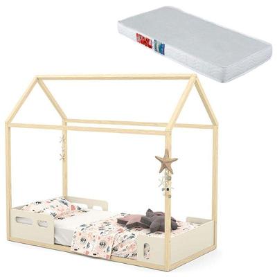Mini Cama Montessoriana Liv Off White Natural Com Colchão - Matic
