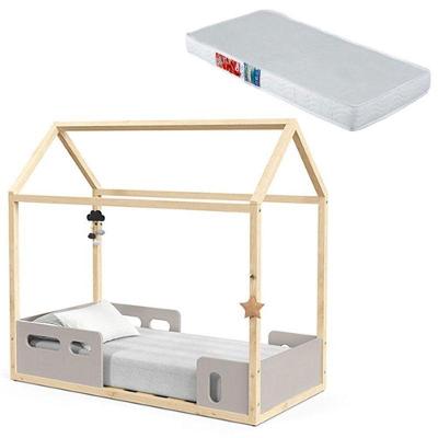 Mini Cama Montessoriana Liv Cinza Natural Com Colchão - Matic