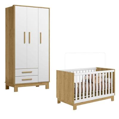 Berço Americano 4315 E Guarda Roupa 4340 Q Encanto Slim Freijó Toq Branco Acetinado - Qmovi