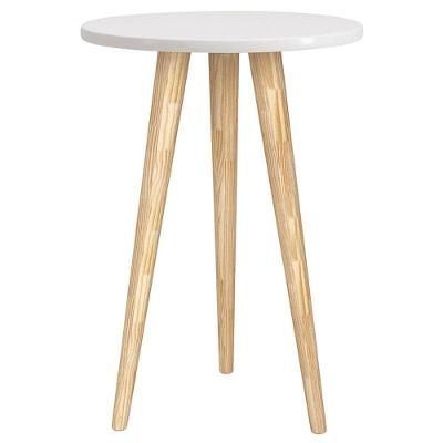 Mesa De Canto Theo Branco Madeira Natural - Reller