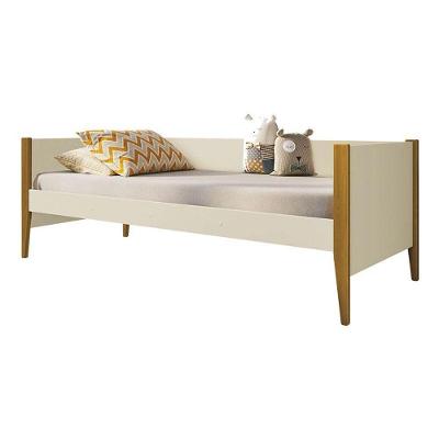 Cama Solteiro Noah Areia Com Pés Amadeirado - Reller