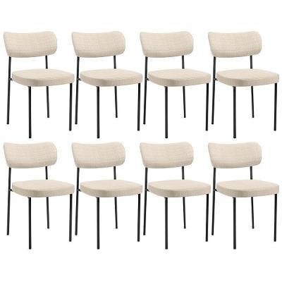 Kit 08 Cadeiras Decorativa Estofada Para Sala De Jantar Melina L02 Linho Palha - Lyam Decor