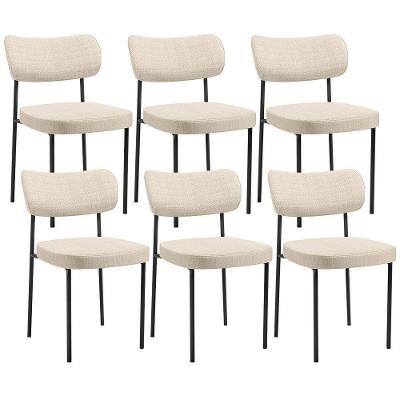 Kit 06 Cadeiras Decorativa Estofada Para Sala De Jantar Melina L02 Linho Palha - Lyam Decor