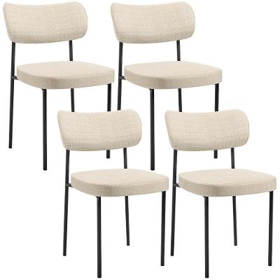 Kit 04 Cadeiras Decorativa Estofada Para Sala De Jantar Melina L02 Linho Palha - Lyam Decor