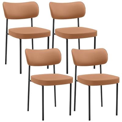 Kit 04 Cadeiras Decorativa Estofada Para Sala De Jantar Melina L02 Couríssimo Mocca - Lyam Decor