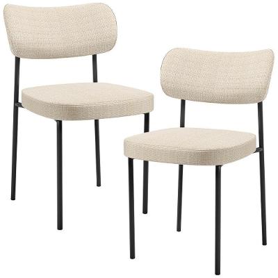 Kit 02 Cadeiras Decorativa Estofada Para Sala De Jantar Melina L02 Linho Palha - Lyam Decor