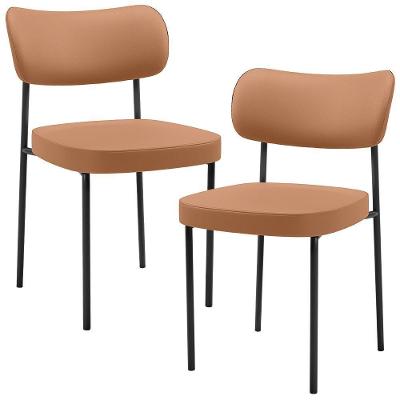 Kit 02 Cadeiras Decorativa Estofada Para Sala De Jantar Melina L02 Couríssimo Mocca - Lyam Decor