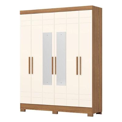 Guarda Roupa Casal B369 Nature Off White Henn Com Espelho - Briz Móveis