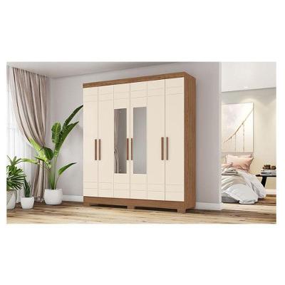 Guarda Roupa Casal Ambiente B369 Nature Off White Henn Com Espelho - Briz Móveis
