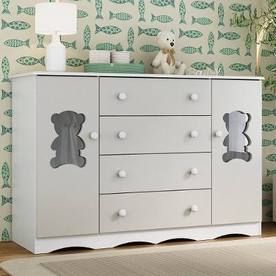Cômoda Infantil Mp4495 4 Gavetas em MDF com Puxador Plástico Branco e Off White