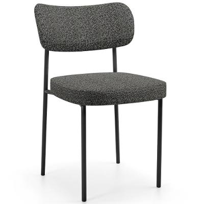 Cadeira Decorativa Estofada Para Sala De Jantar Melina L02 Linho Mescla Chumbo - Lyam Decor