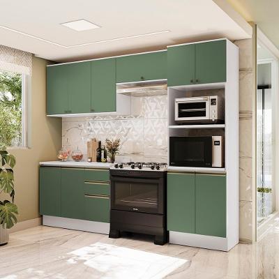 Armário de Cozinha Completa Celeste Dez Portas MDF 270cm Branco Verde Kappesberg