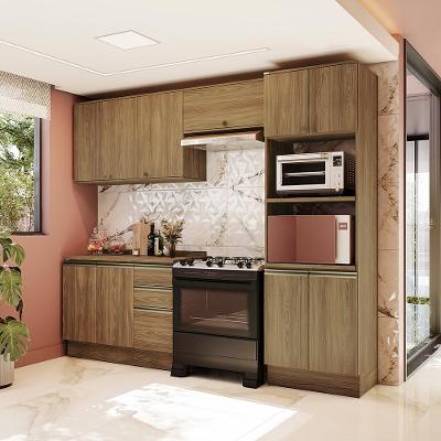 Armário de Cozinha Completa Celeste 10 Portas em MDF 270cm Marrom Kappesberg