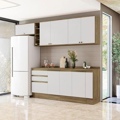 Armário De Cozinha Completa Garrafeiro 100% Mdf 280cm Nogueira/branco Celeste Kappesberg